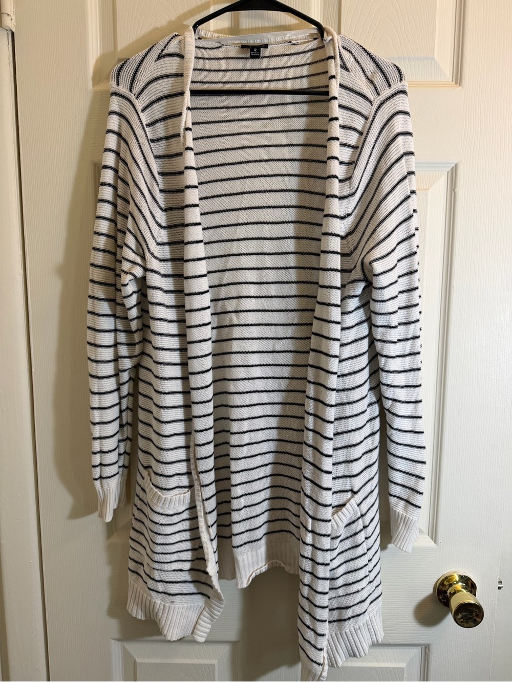 White & Black Striped Open-Front Cardigan | Torrid